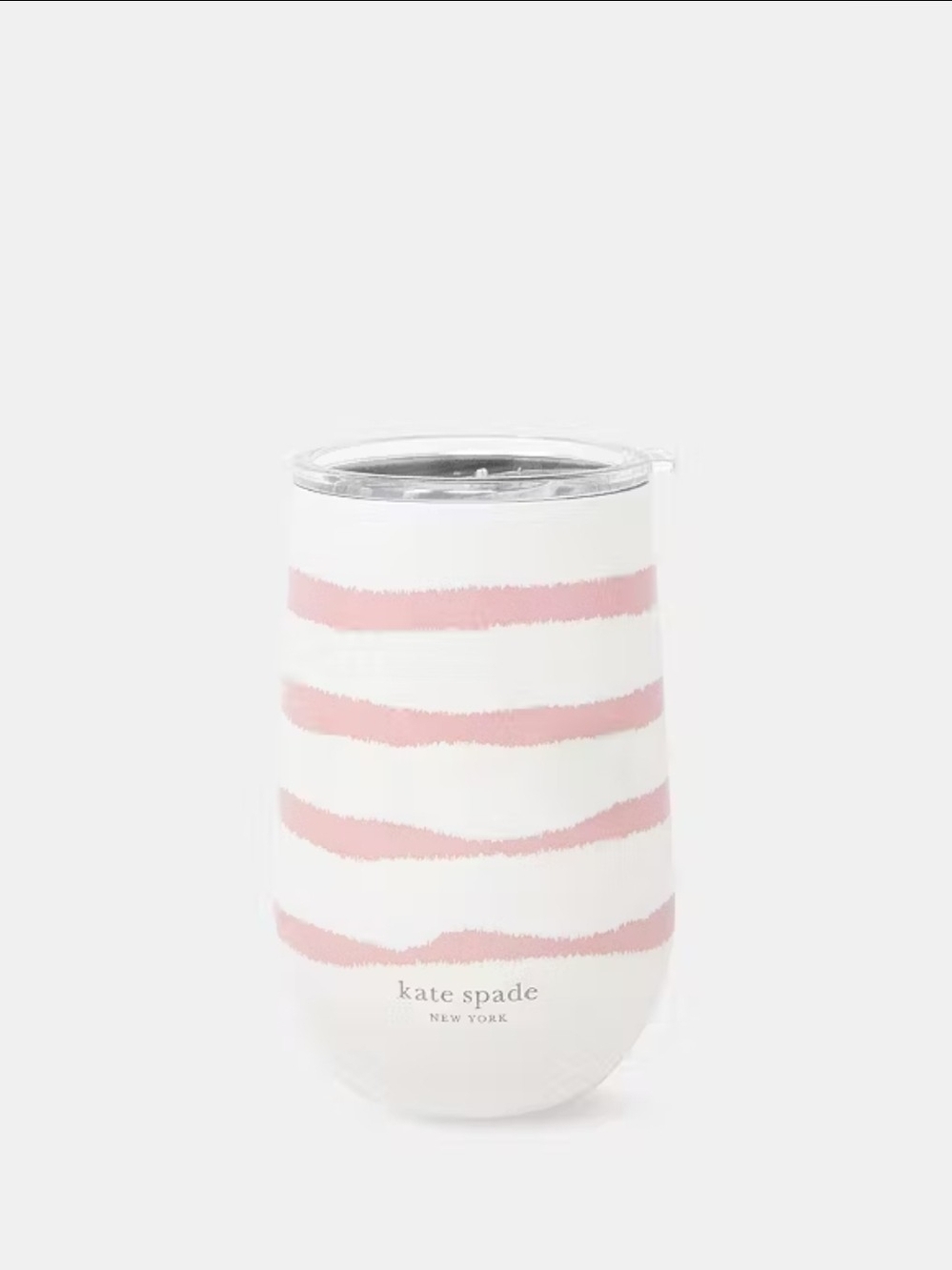 kate spade Pink and White Striped 16 oz Insulated Tumbler with Clear Lid